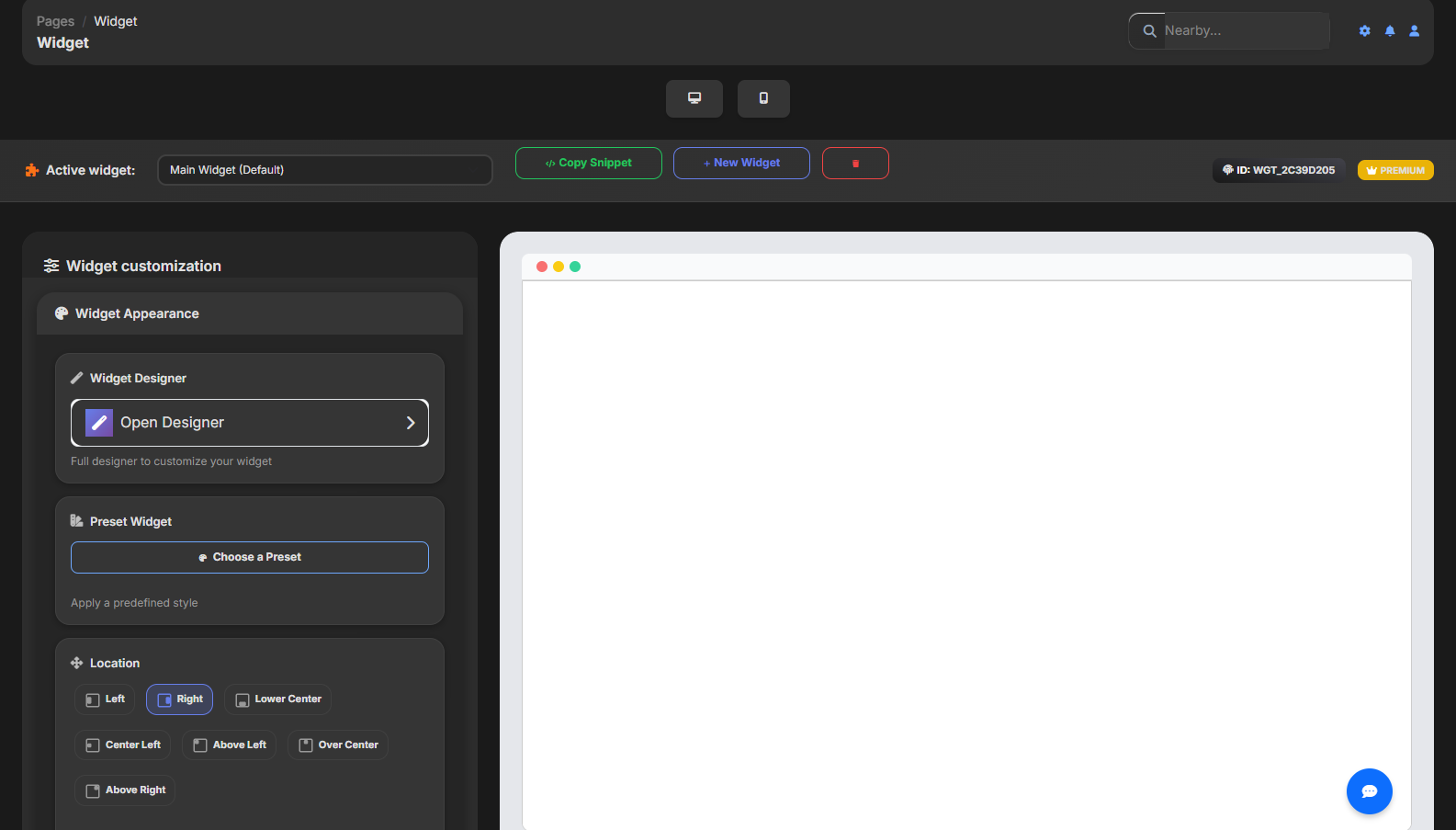 Snippet JavaScript per installare il widget Bortex sul sito